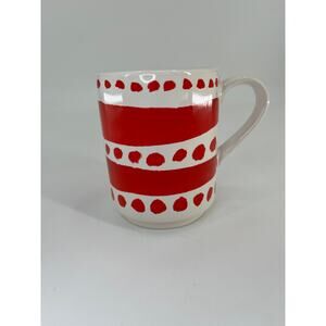 Kate Spade Lenox Red White Stripe Polka Dot Mug